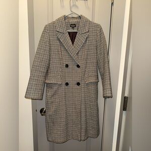 TOPSHOP Women's Houndstooth Double-Breasted Coat
